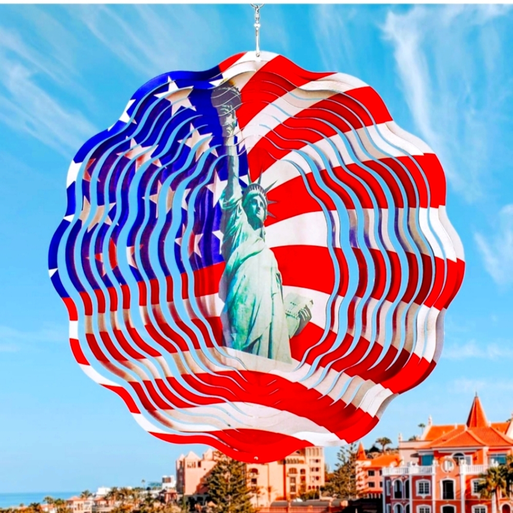 LARGE USA Statue of Liberty Metal Wind Spinner